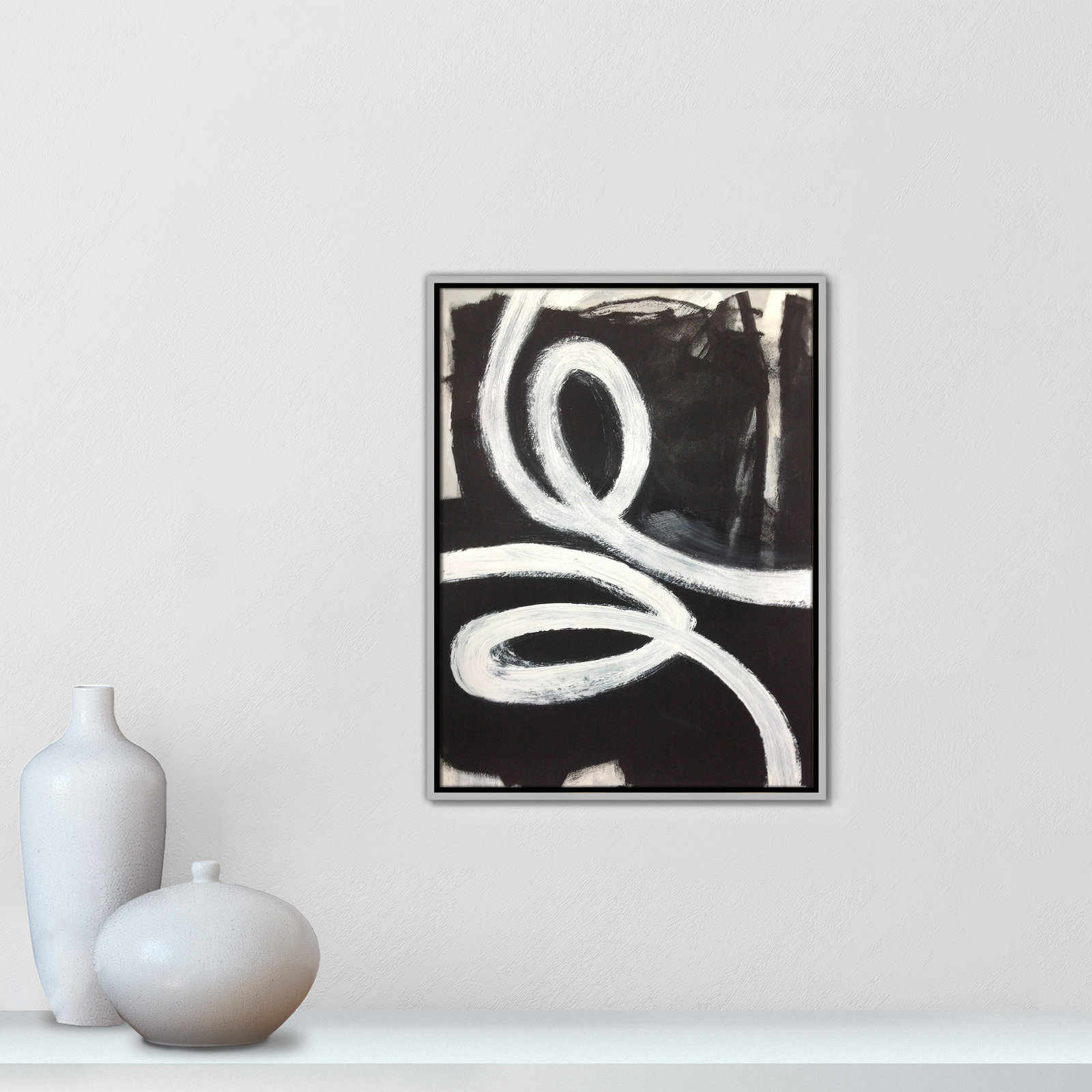Bronte "Swirly Swirls I" Print, 25.5" H x 19.5" W x 2" D, Silver Floater Framed, No