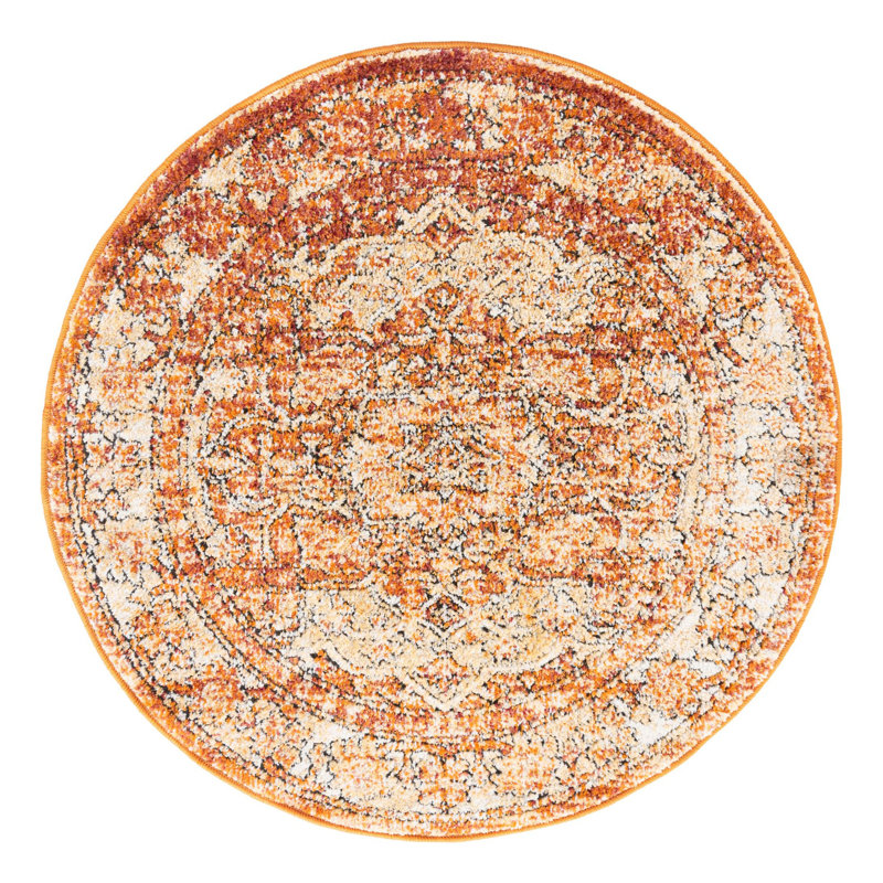 Tapis oriental rouge rouille Alresford, Rond 3 pi 3 po