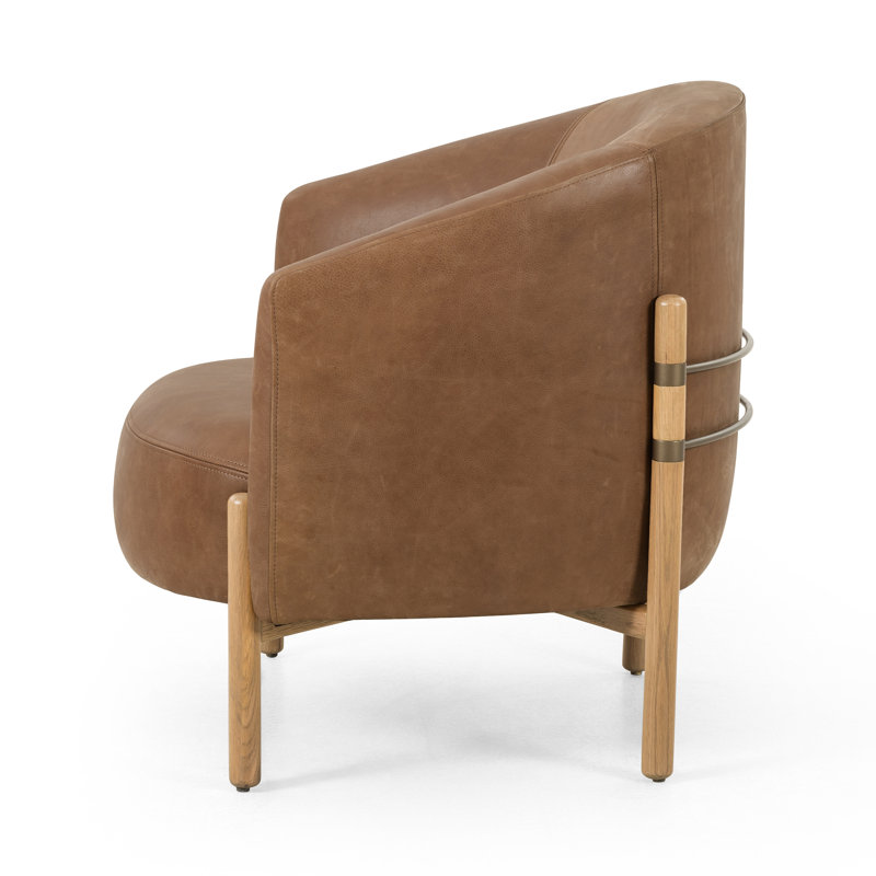 Enfield Barrel Chair Chair with Ottoman, Palermo Cognac Genuine Leather