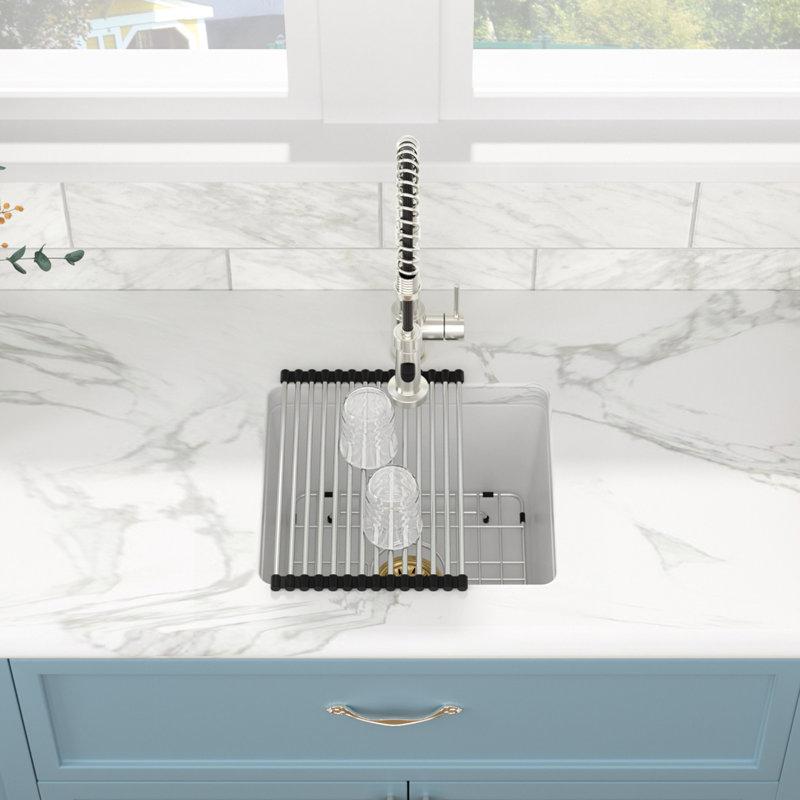 18" L x 16" W Undermount Granite Composite Kitchen Sink Rectangular Single Bowl Quartz Bar Prep Sink, White