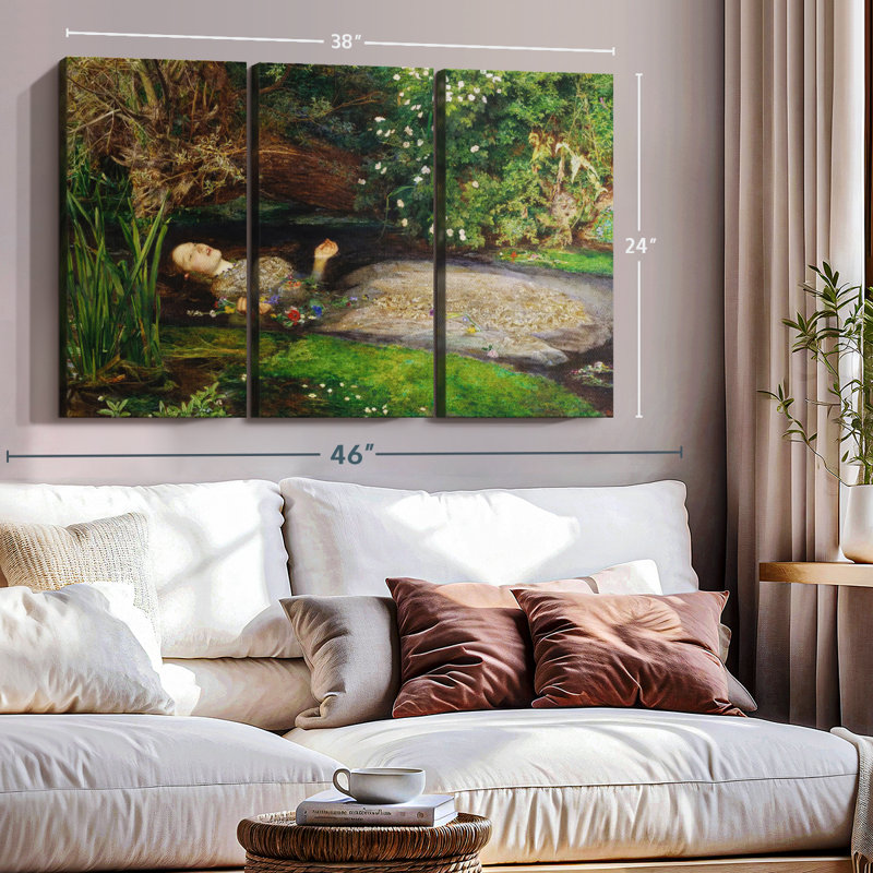 Impression sur toile Ophelia 1851, H 36 po x l 57 po x P 1,25 po