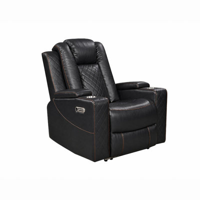 Fauteuil inclinable électrique avec appuie-tête électrique, éclairage DEL 7 couleurs, rangement dans l'accoudoir et porte-gobelet, revêtement en similicuir noir