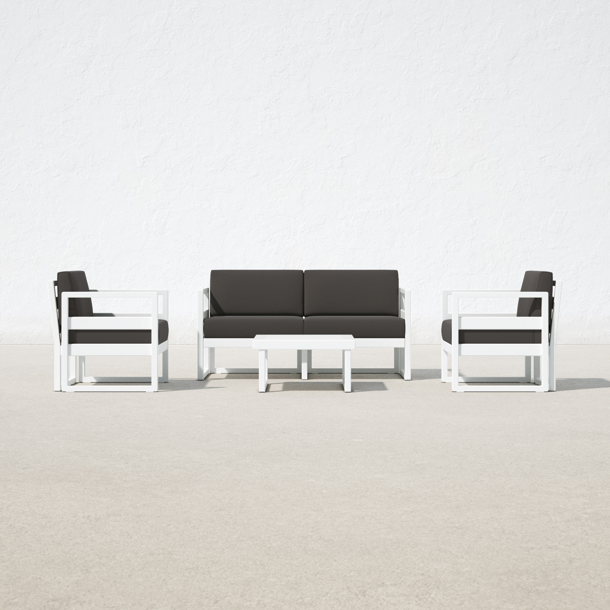 Lane 4 - Person Patio Conversation Set with Cushions, White, Charcoal