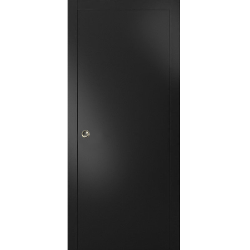 Planum Flush Wood Sliding Closet Door, Matte Black, 24" x 96"