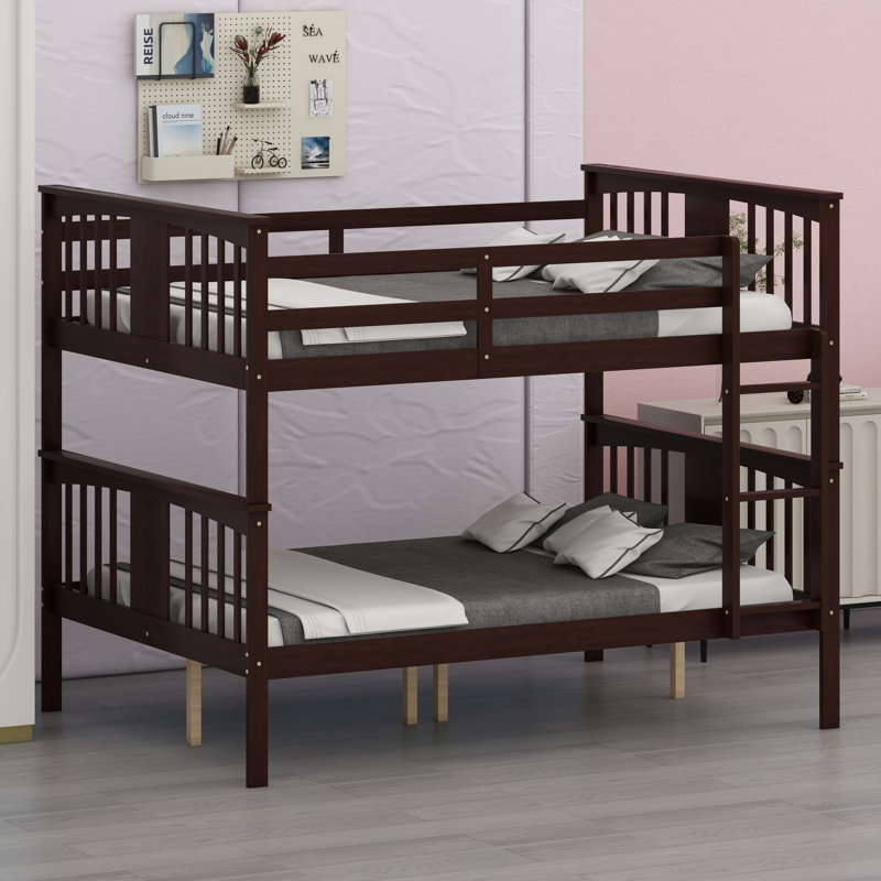 Functional Bunk Bed Featuring Easy-Access Ladder for Guest Room and Bedroom Furniture, Espresso