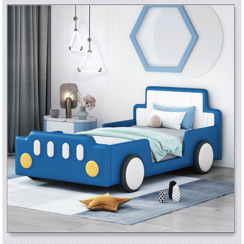 Lit plateforme avec roulettes Race, Bleu