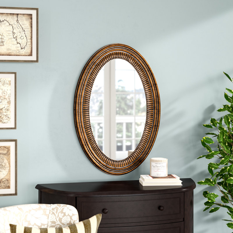 Busey Ribbed Oval Framed Accent Mirror, Museum Bronze
