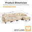 Canapé en forme de L en chenille avec 4 coussins, repose-pieds mobile et garniture capitonnée matelassée de conception ergonomique, canapé à assise profonde facile à assembler pour le salon, le bureau, un appartement, beige crème-133931563-133931571
