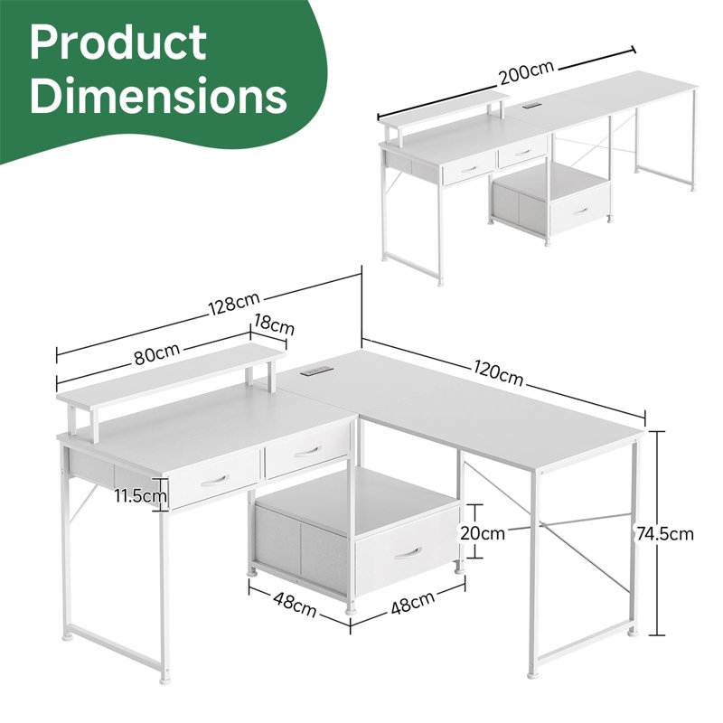 Metal Base Computer Desk, White