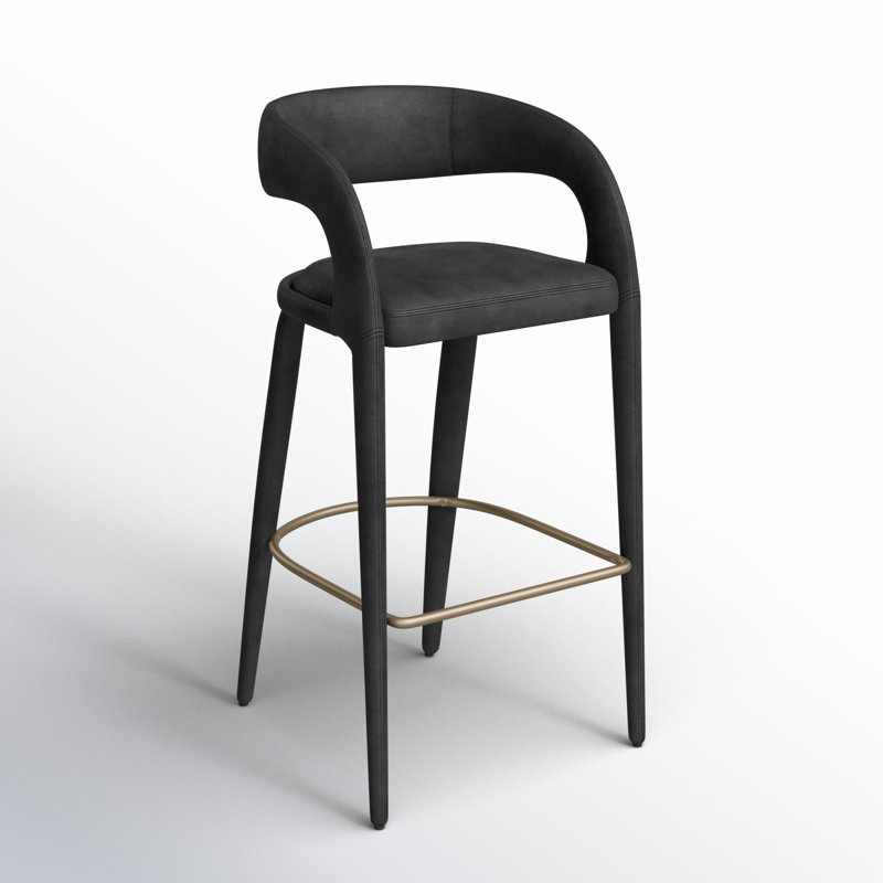 Arshaluys Modern Leatherette Bar Chair, Black, 41.3" H x 22.8" W x 21.2" D
