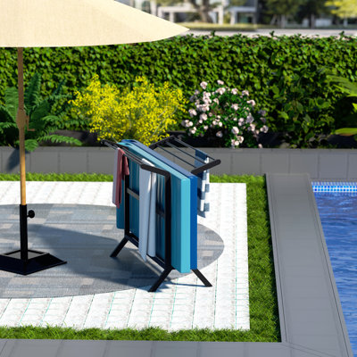 6 Freestanding Towel Rack, Metal Float Holder, Pool Float Storage, Poolside Organizer