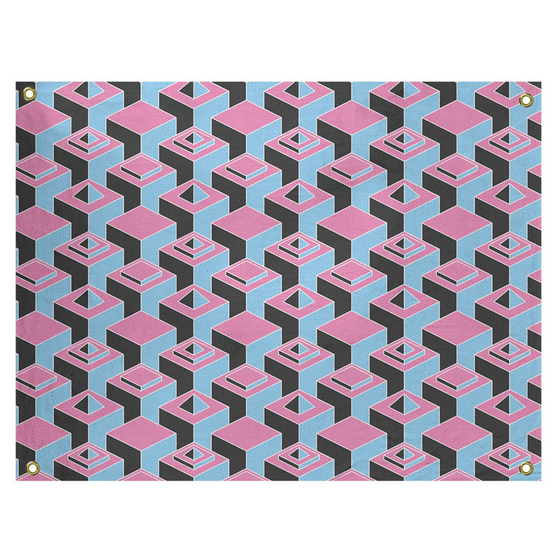 Jordao Polyester Tapestry, 26" H x 36" W, Pink/Sky Blue