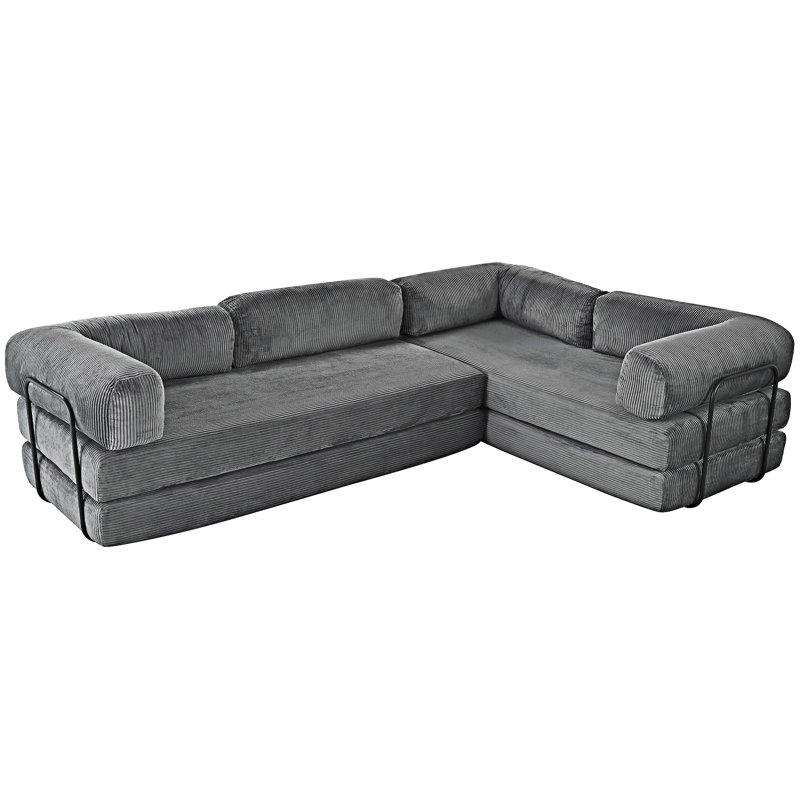 Canapé-lit modulaire en L, Gris