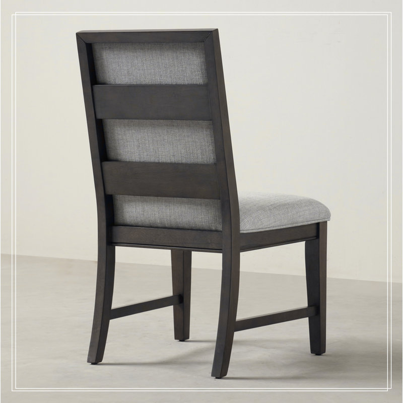 Chaises de salle à manger en bois massif (ensemble de 2) - Siège rembourré gris clair, pieds en bois d'hévéa, mousse haute densité