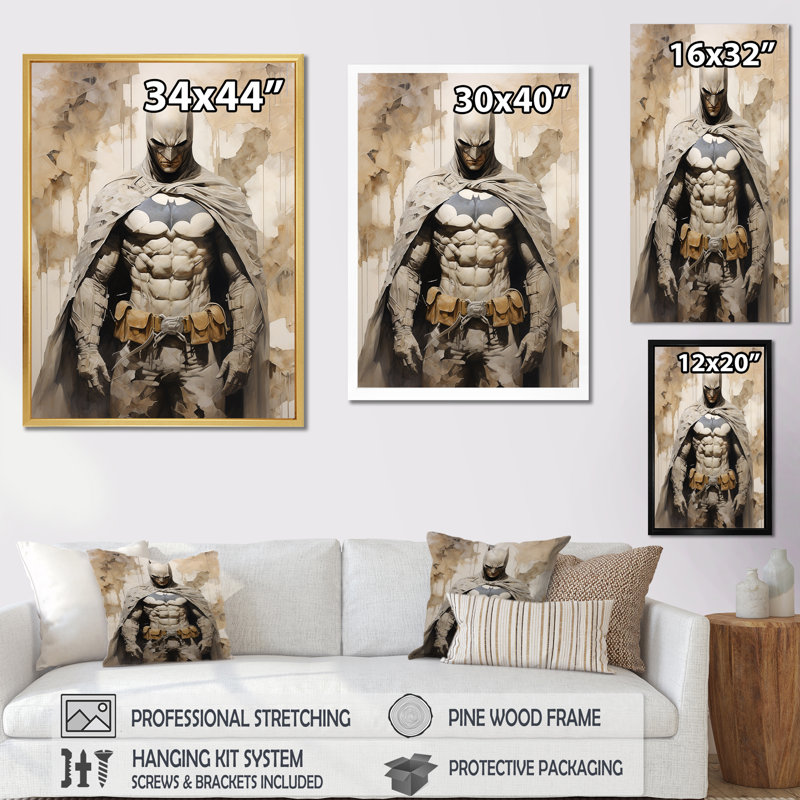 " Darkness Superheros II ", 20" H x 12" W x 1" D, Gold Floater Frame