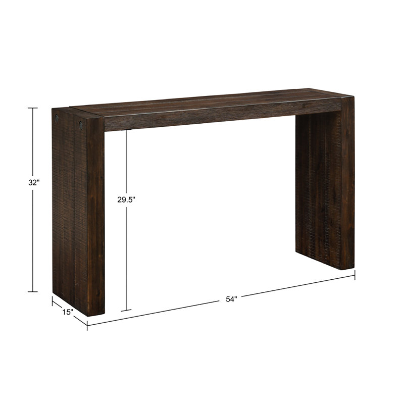 Console moderne de 54 po fabriquée en bois massif brossé vieilli