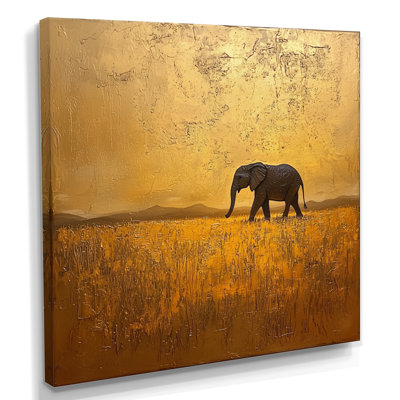 Éléphant doré dans le désert ouvert d'Afrique I - éléphant, art mural grand
