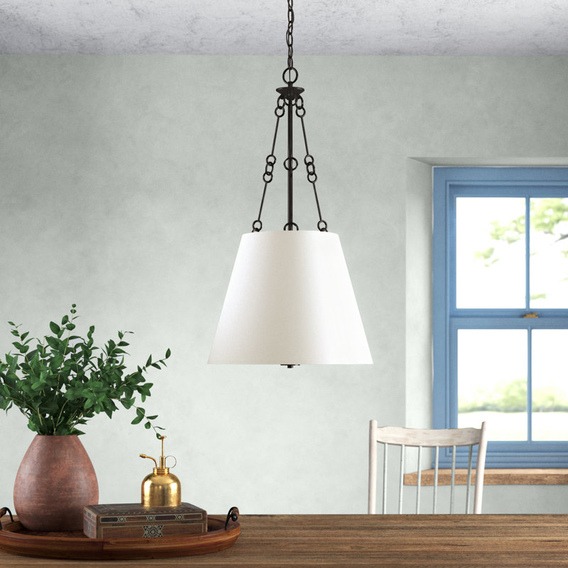 Lodi 4-Light Dimmable Fabric Cone Pendant, English Bronze