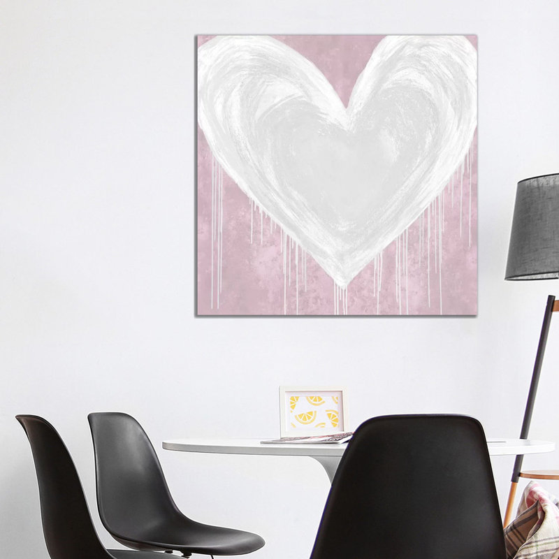 Big Hearted White On Pink by Lindsay Rodgers - Wrapped Canvas Print, 93.98 cm H x 93.98 cm W x 3.175 cm D