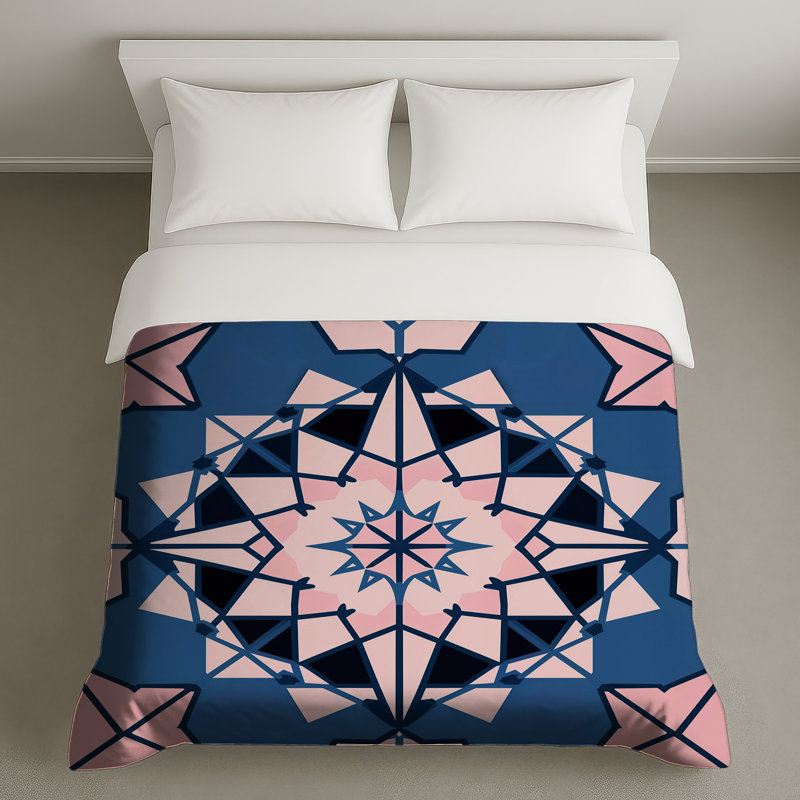 Housses de couette kaléidoscope roses et bleues, Grand lit