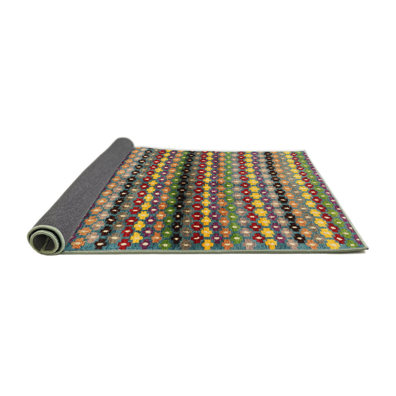 Tapis brun/beige/bleu contemporain, Rond 3 pi