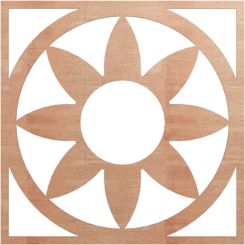 Médaillon de plafond en bois Blume, Cerisier, H 32 po x l 32 po x P 0,25 po