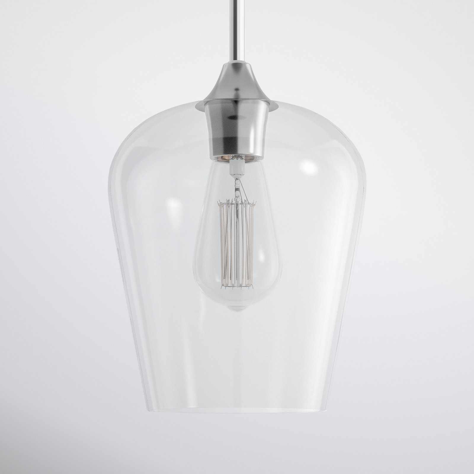 Breena Single Light Glass Dimmable Pendant, Clear, Warm Brass