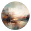 «Brown Abstracted Nature I», art mural rond en métal abstrait-88628409