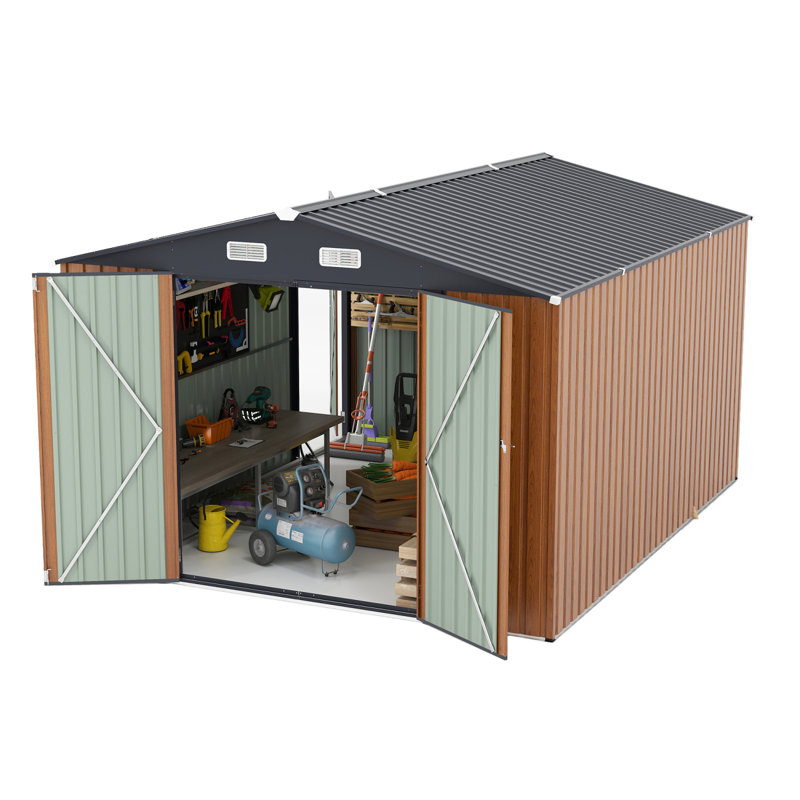Remise de rangement extérieure avec portes et évents verrouillables pour patio et jardin