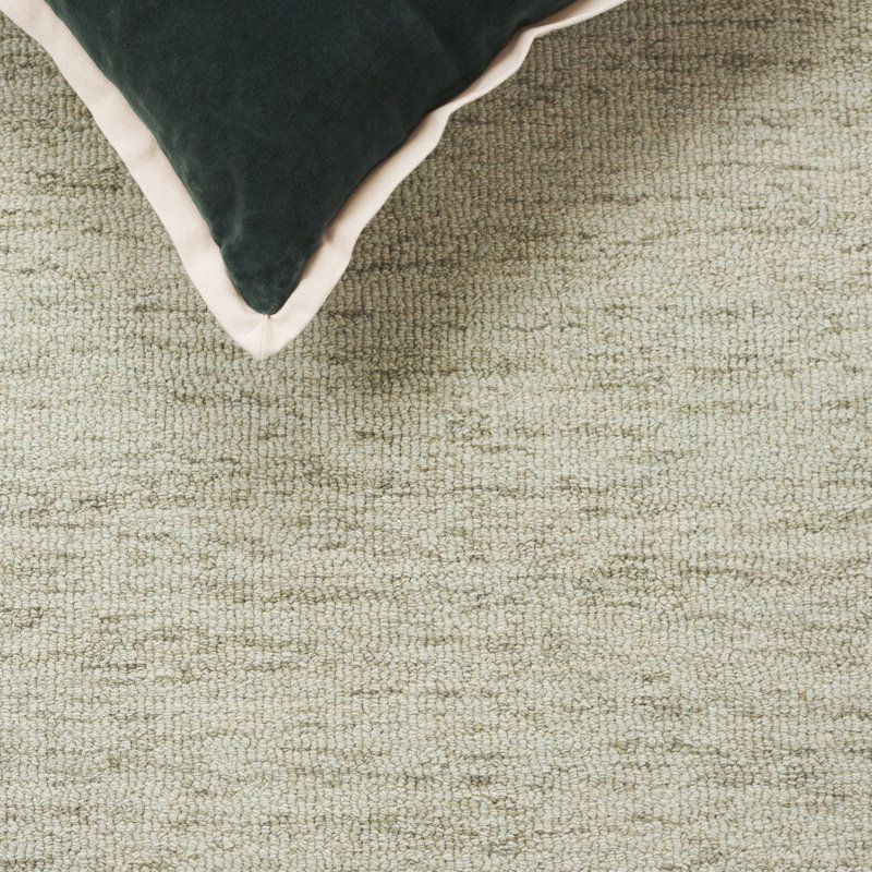 Tapis rayé en laine / viscose / coton 107 touffeté à la main couleur sauge / noir, Ovale 5 pi x 8 pi