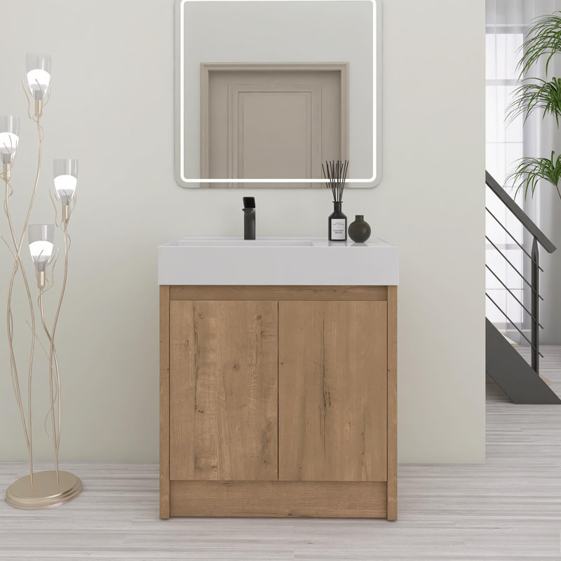 Meuble-lavabo simple 29,54 po avec plateau en résine Deshazior