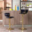 Ensemble de 2 tabourets de bar, avec repose-pieds chromé et base pivotante réglable en velours-125536140