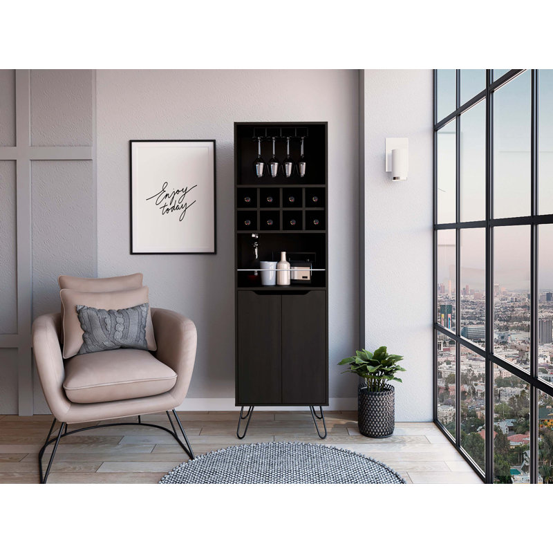 Armoire de bar 8 tablettes 8 bouteilles Wengue