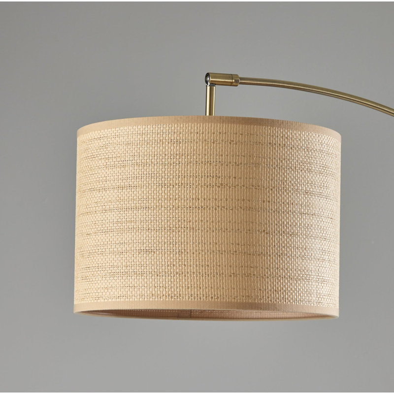 Lampe sur pied arquée 73,5 po Felice, Laiton antique, Beige