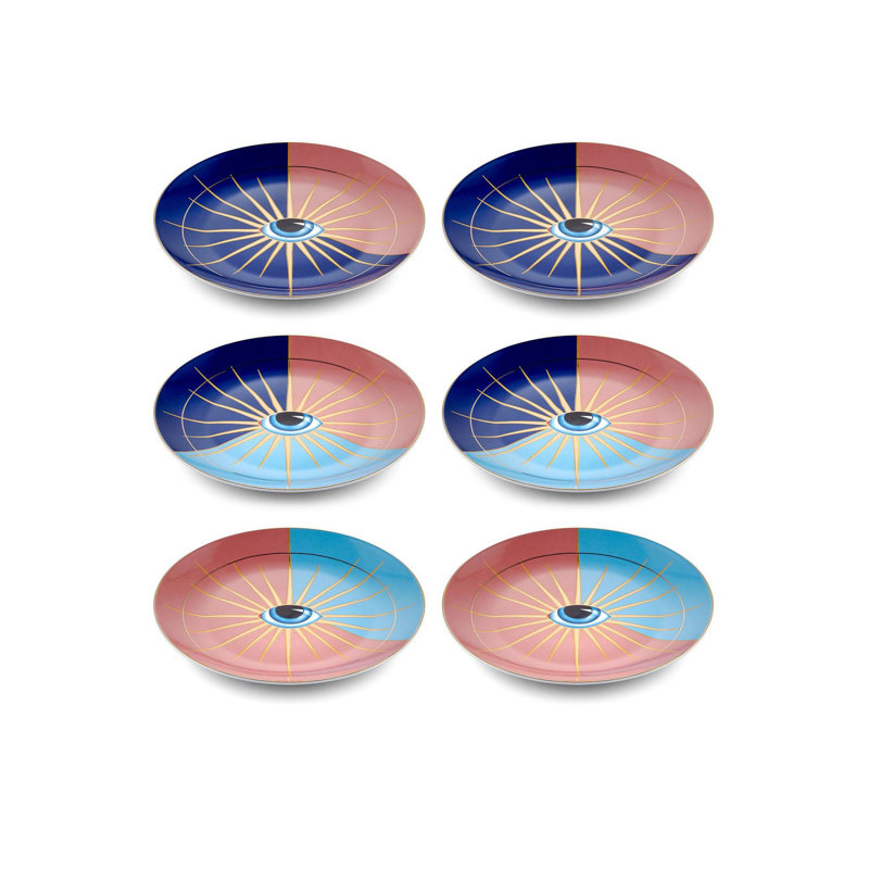 Elegant Dessert Plate Set (6 Pieces), 100% Porcelain, 7.9 x 7.9 x 0.8 inches | Dishwasher Safe, Perfect for Cakes, Pastries & Appetizers | Stylish and Durable Tableware for Entertaining & Everyday Use