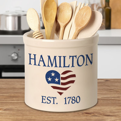 Woodberry Personalized Heart Flag Ceramic Pot Planter