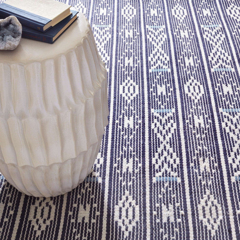 Dharma Blue Handwoven Indoor/Outdoor Rug, Rectangle 5' x 8'