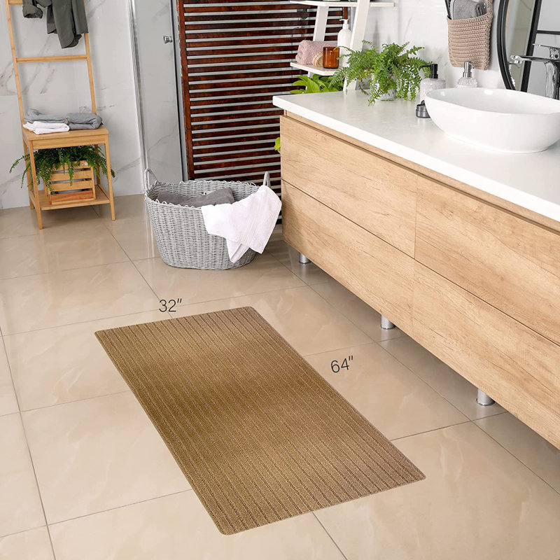Non-Slip Bath Mat, 17" x 32", Brown