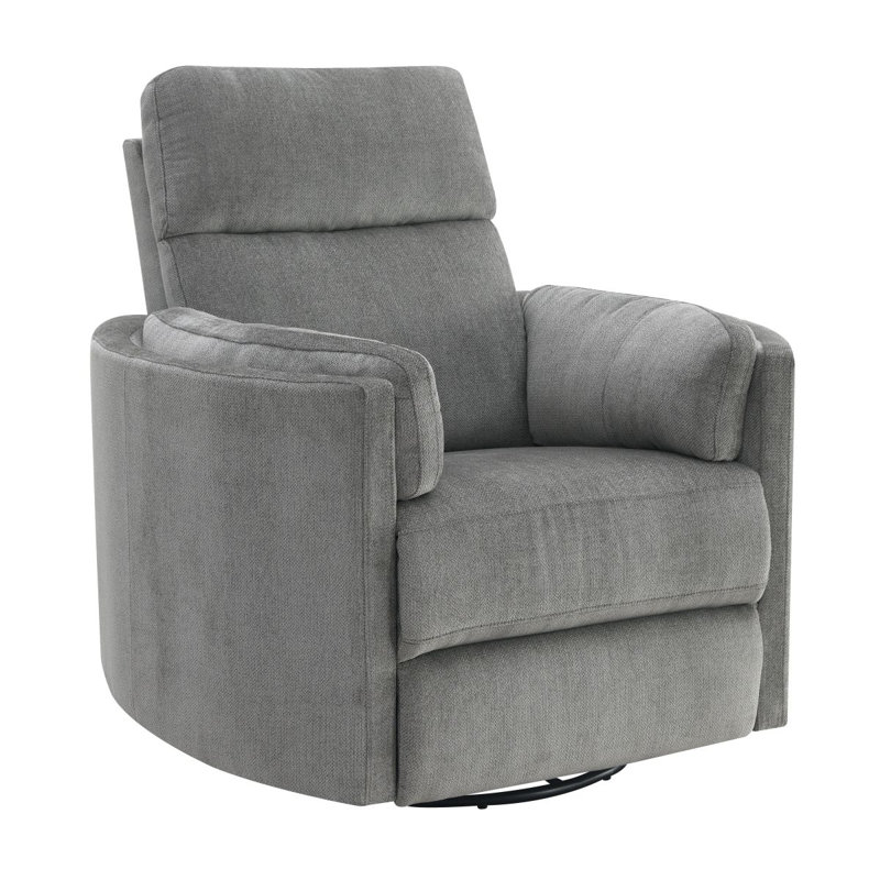 Sagen Glider Recliner With Swivel, Charcoal Gray Chenille