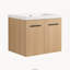 Meuble-lavabo flottant 24 po en chêne clair avec lavabo en résine, rangement mural à double porte