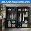 Armoire de rangement industrielle en acier noir - grande armoire en métal laminé à froid de 72 po, portes verrouillables de 0,6 mm, tablettes réglables, tringle à vêtements suspendue, casier robuste pour la maison, le garage et le bureau