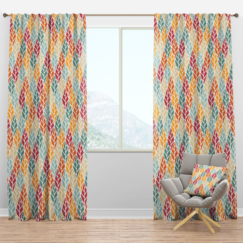 Diamond Retro X - Mid-Century Velvet Curtain - Room darkening - 1 panel, 52"W x 108"L