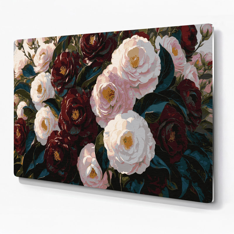 Art mural en métal Botanical Camellias, H 11 po x l 14 po