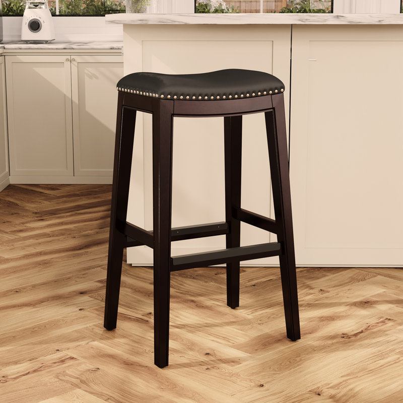 Tabouret de bar charmant et durable avec siège en cuir de qualité supérieure pour divers espaces, Noir, noir, noir, noir