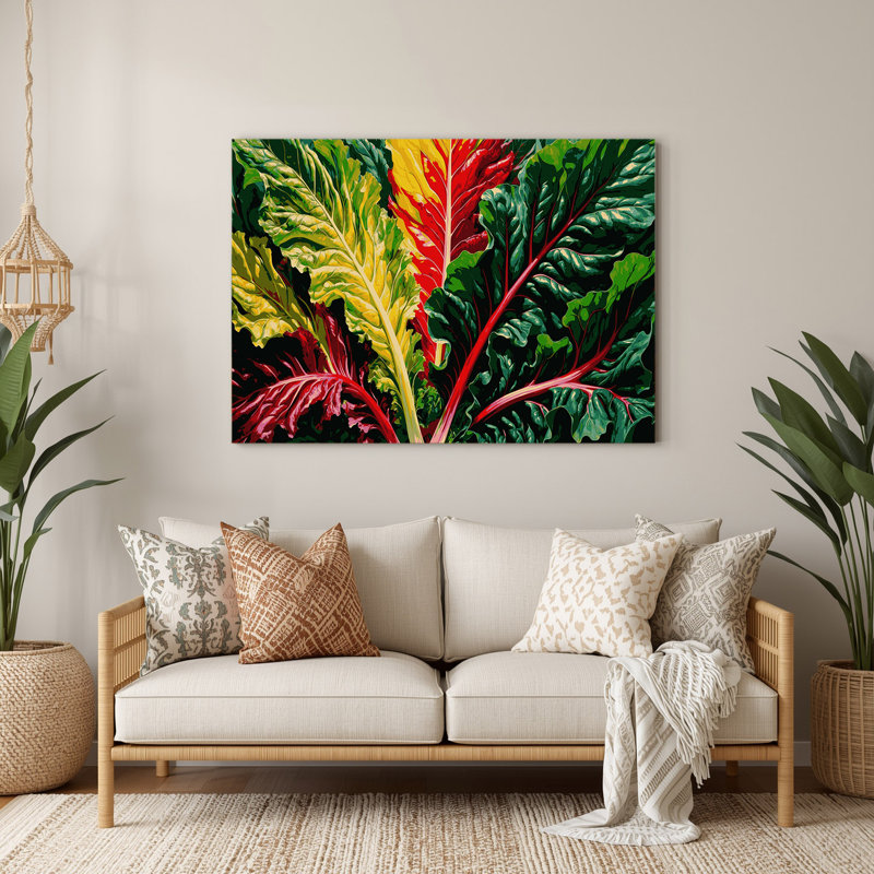 Légumes, bette à carde, bêta noire, art mural vert, 20" H x 30" W