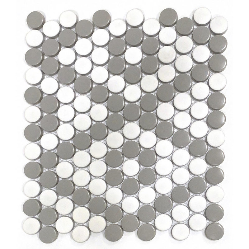 Carreau de mosaïque en porcelaine pour mur et plancher 9 po x 10 po Cascade, Gris