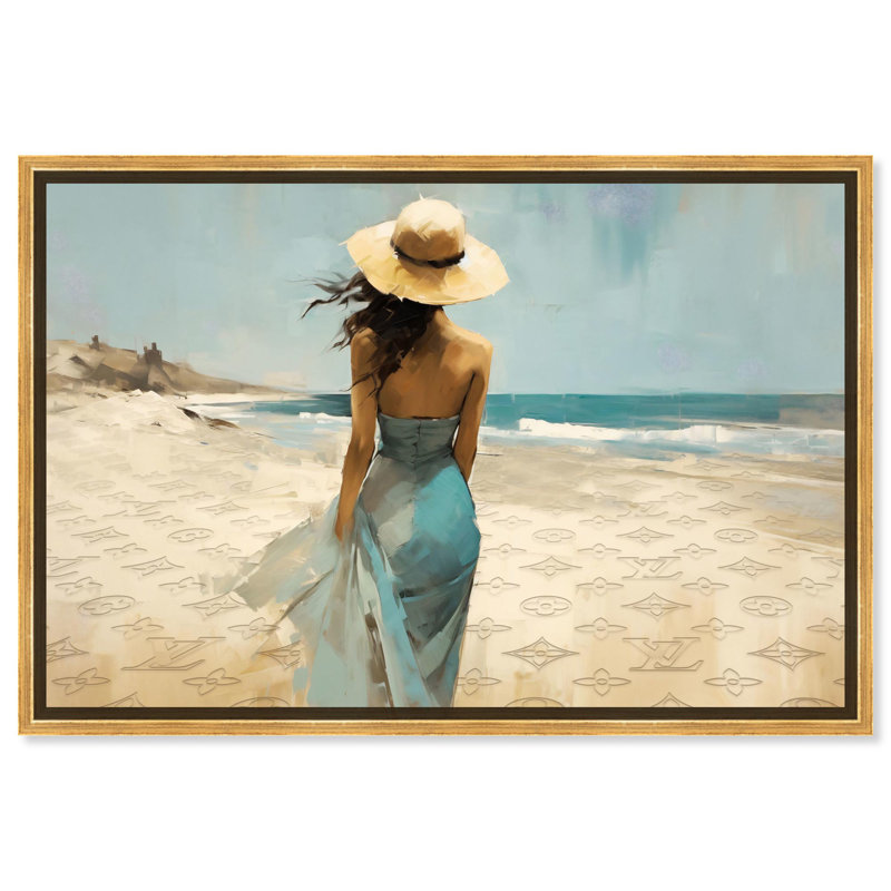 «She Dreams of the Sea Glam Beach» par Art Remedy, Cadre doré, H 17 po x l 25 po