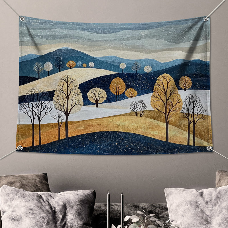 Tapisserie murale paysage - décoration murale nature, H 68 po x l 80 po avec 4 œillets