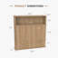Armoire de salle de bain Mid-Century moderne | Conception cannelée avec poignées dorées, casier ouvert et deux tiroirs, tablette réglable, charnières à fermeture en douceur - pour l'organisation de la salle de bain-906721815