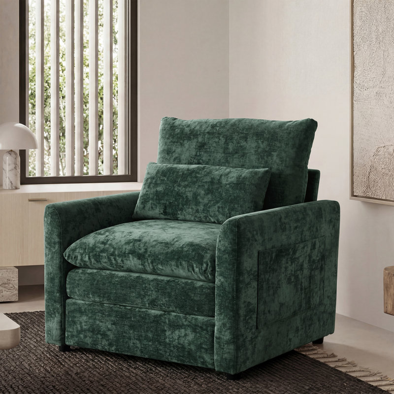 Fauteuil d'appoint moderne rembourré 32,5 po Drago, Vert